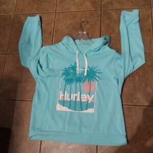 Hurley Sweater Womens Large LG L Blue Green Hoodie Pullover Sweatshirt Ladies